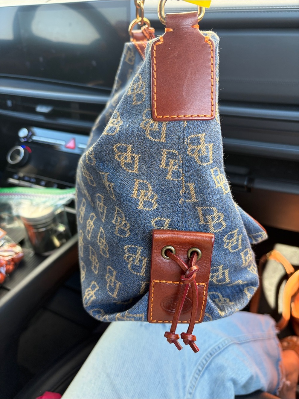 Vintage Dooney Bourke Denim Double Pocket Shoulder Tote bag - Picture 4 of 9